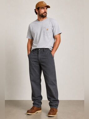 Carhartt Ripstop Relaxed Fit Utility Work Pants Charcoal Gray 34x30